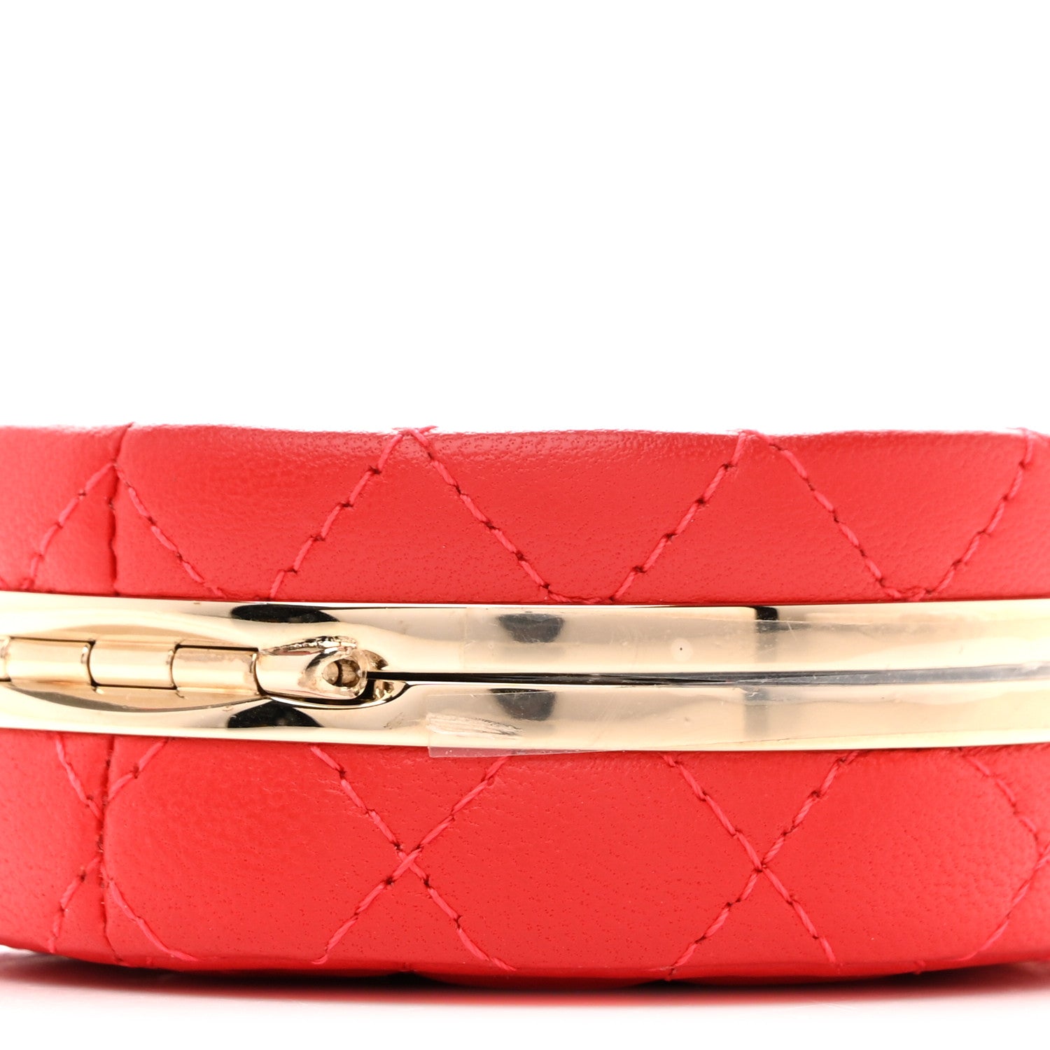Chanel Lambskin Enamel Quilted Round Poker Chip Clutch With Chain Red White 11 of 12