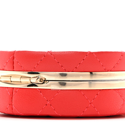 Chanel Lambskin Enamel Quilted Round Poker Chip Clutch With Chain Red White 11 of 12