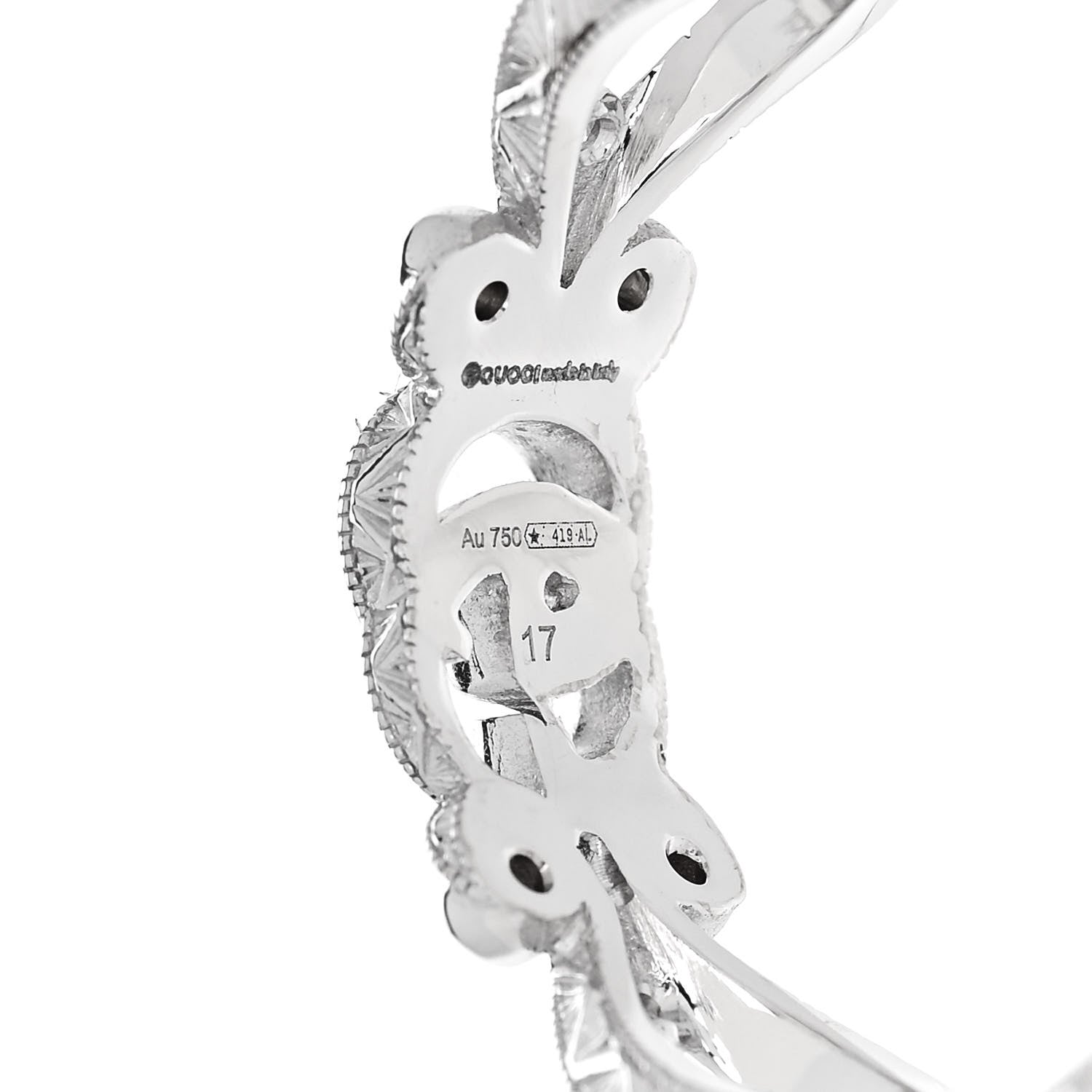 Gucci 18K White Gold Diamond Flora Pave Ring 57 8 4 of 4