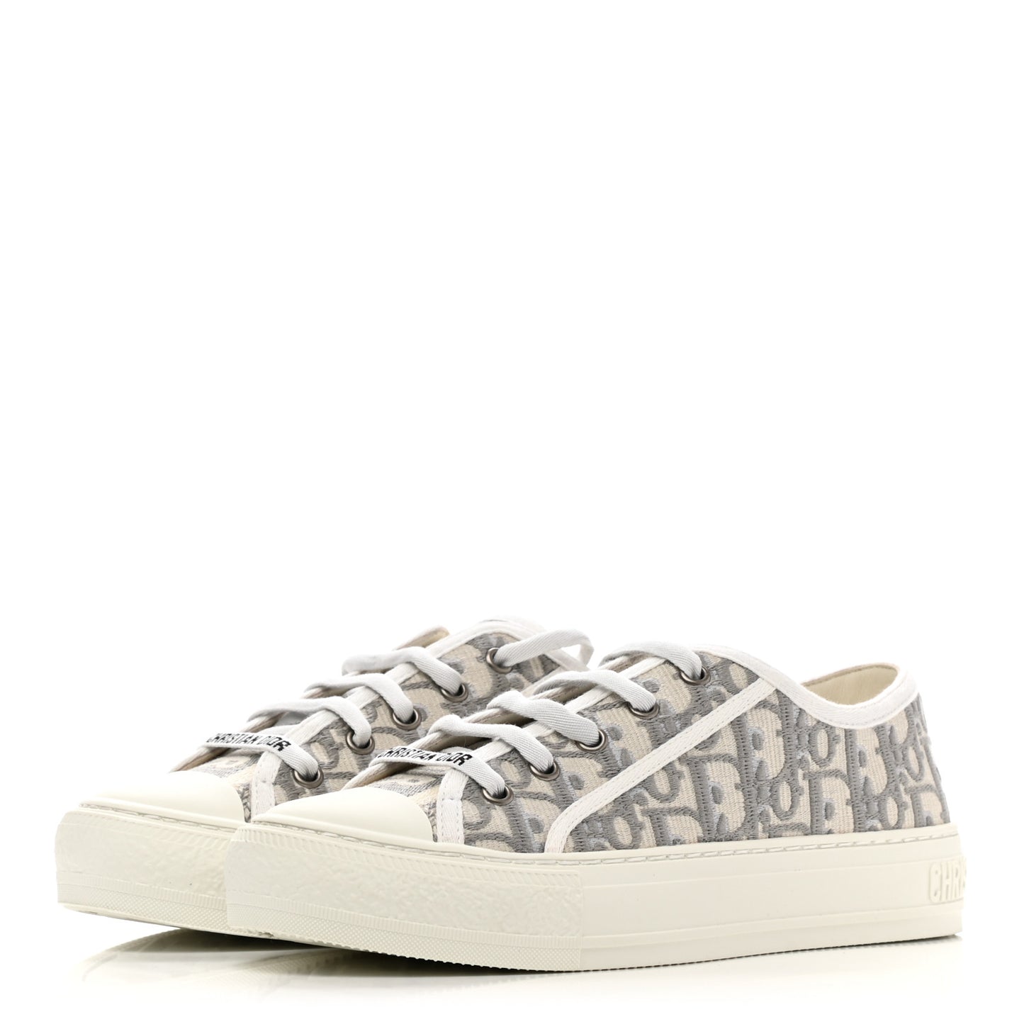 Canvas Oblique Walk'N'Dior Low Top Sneakers 38 Grey Stone