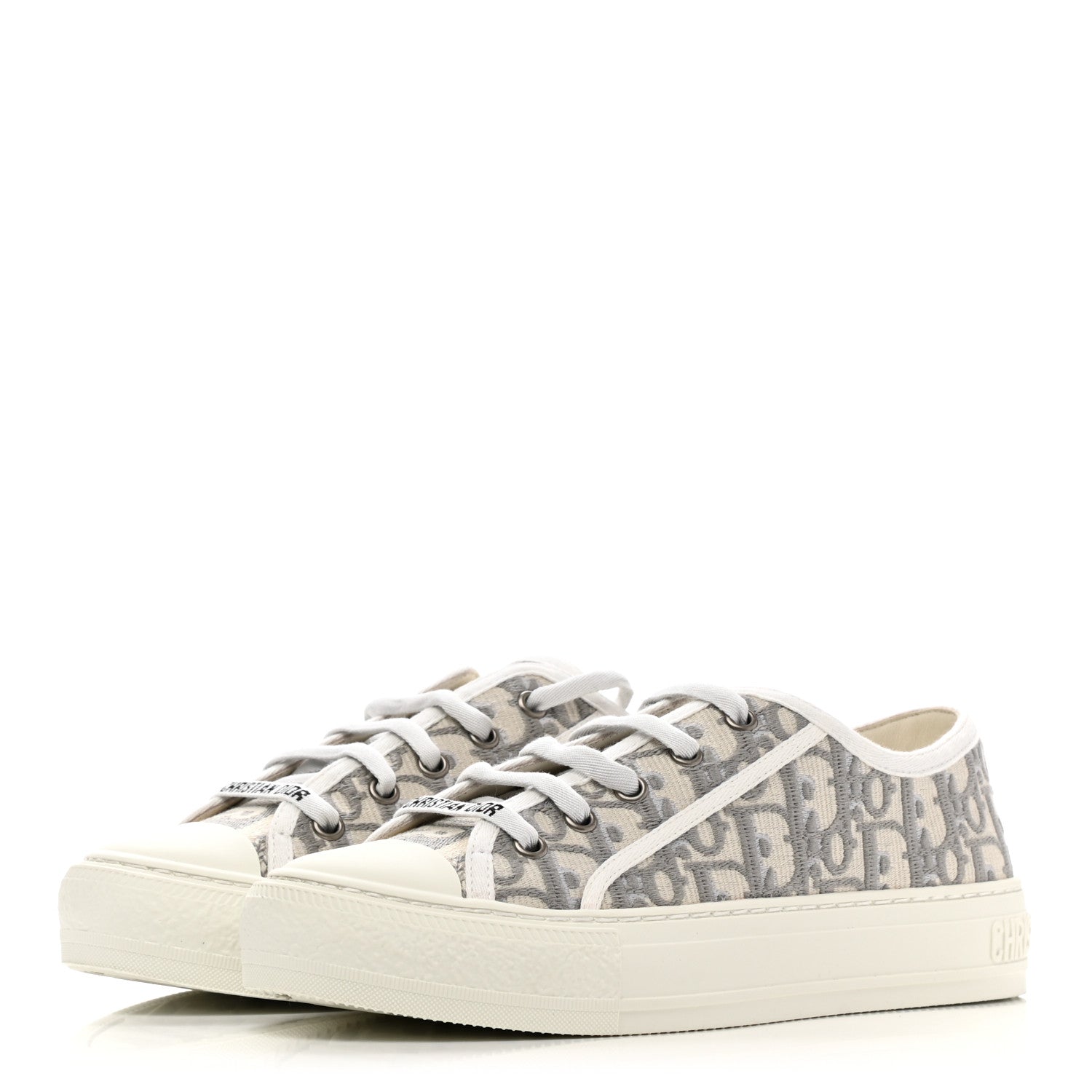 Christian Dior Canvas Oblique Walk'N'Dior Low Top Sneakers 38 Grey Stone 3 of 8