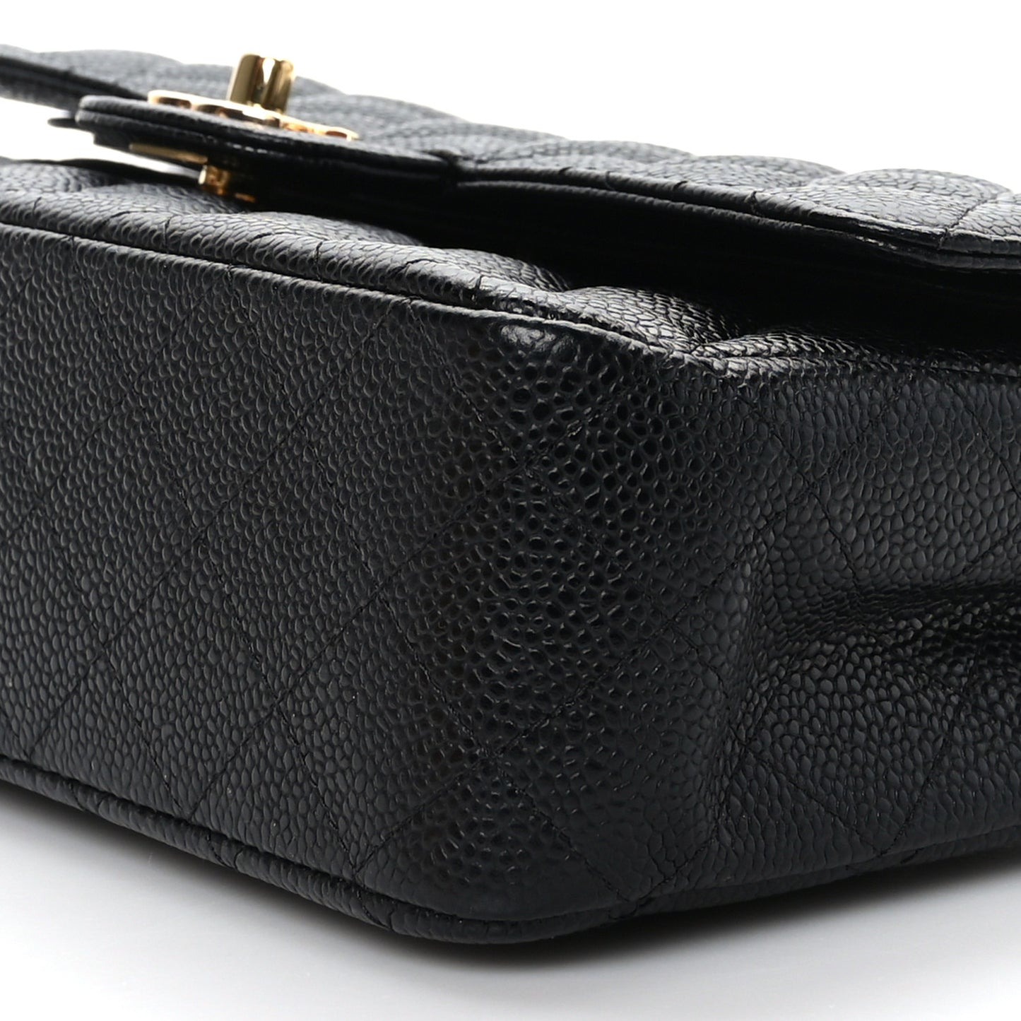 Caviar Quilted Medium Double Flap Black