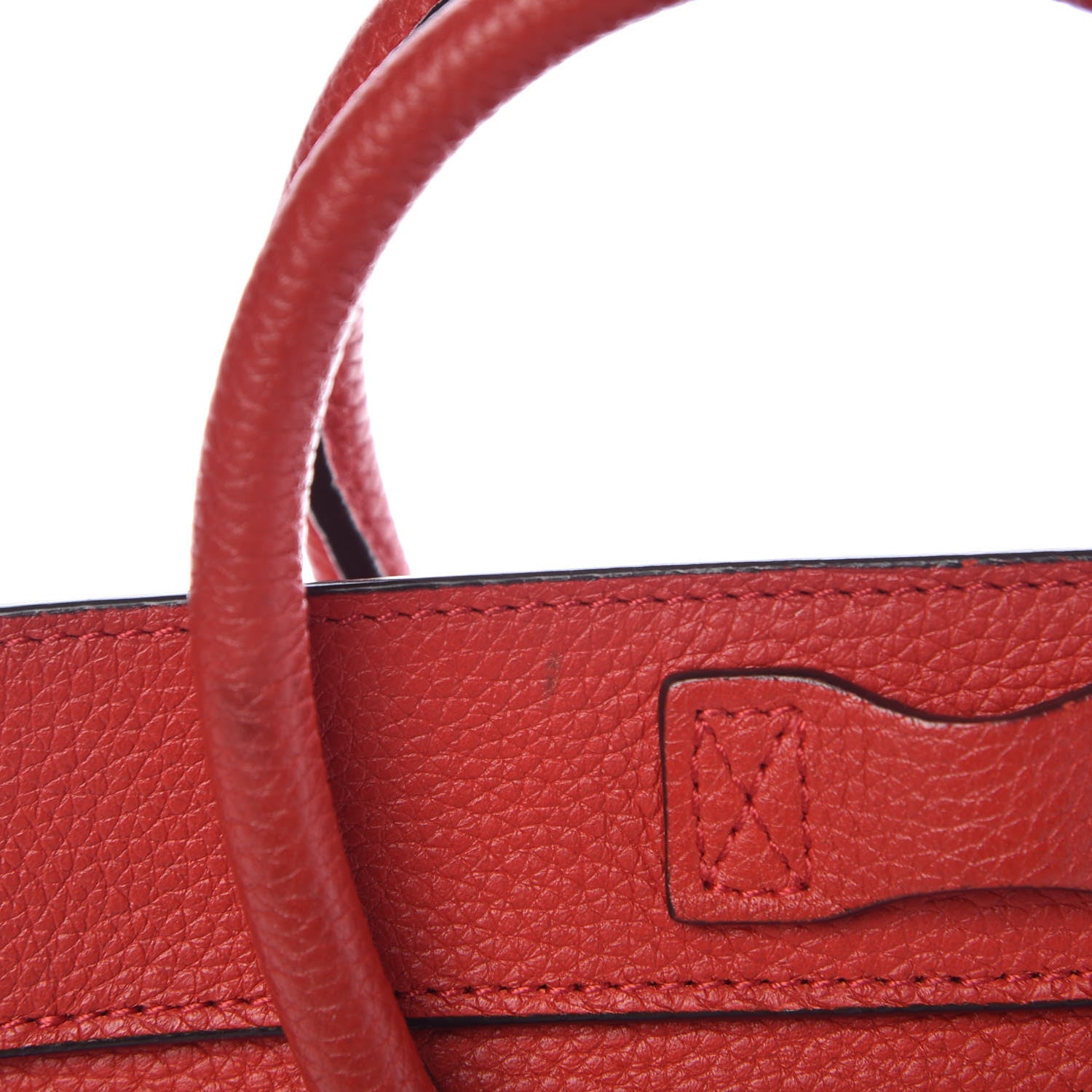 Celine Drummed Calfskin Nano Luggage Coquelicot 11 of 12