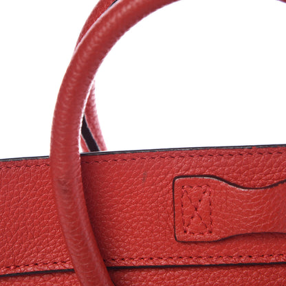 Celine Drummed Calfskin Nano Luggage Coquelicot 11 of 12