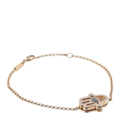Chopard 18K Rose Gold Diamond Happy Diamonds Good Luck Charm Hamsa Bracelet 1 of 7