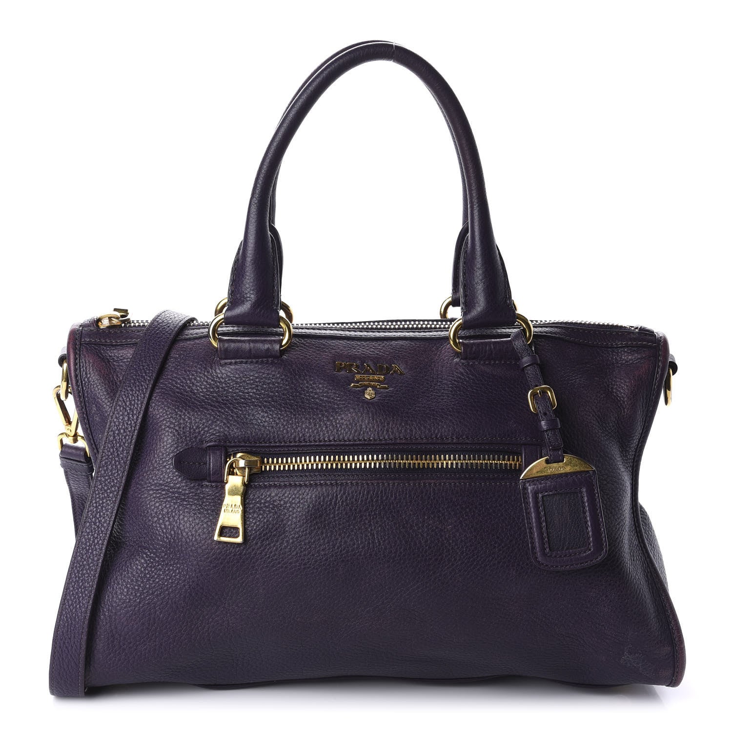 Prada Vitello Daino Shopping Satchel Uva 1 of 11