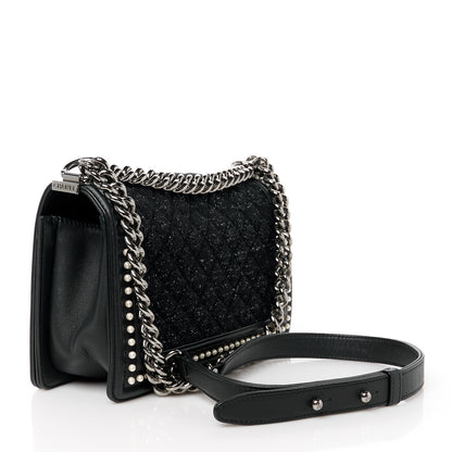 Chanel Calfskin Pearl Tweed Medium Boy Flap Black 3 of 10