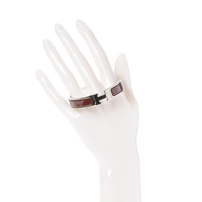 Hermes Enamel Narrow Clic Clac H Bracelet PM Burgundy 2 of 5