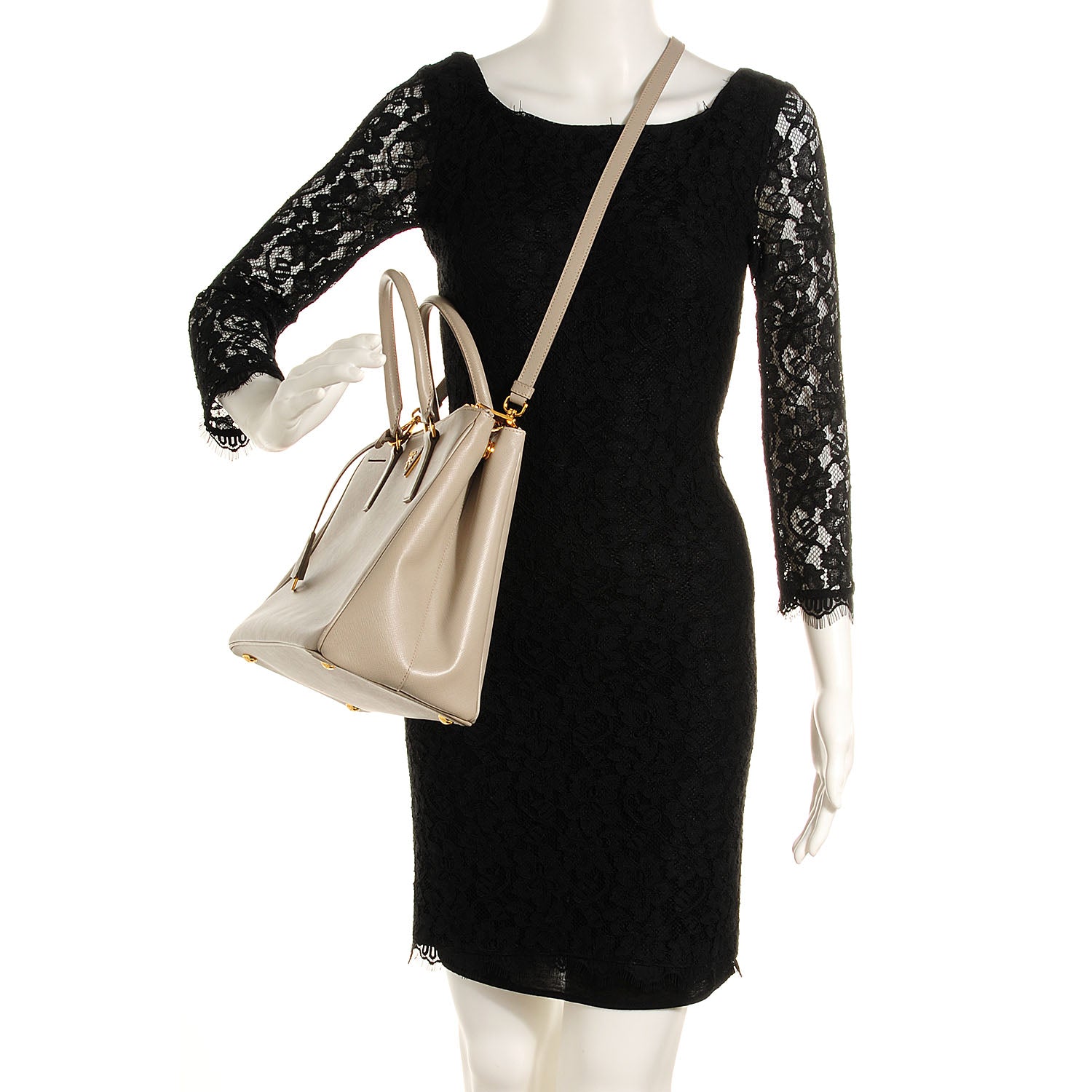 Prada Saffiano Lux Medium Double Zip Tote Pomice 2 of 9