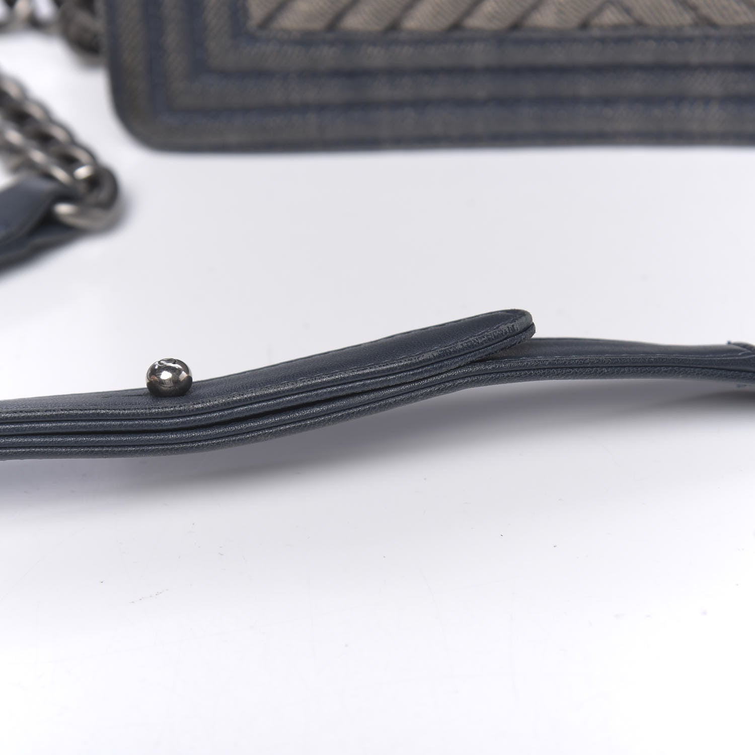 Chanel Denim Chevron Small Boy Flap Blue 10 of 16