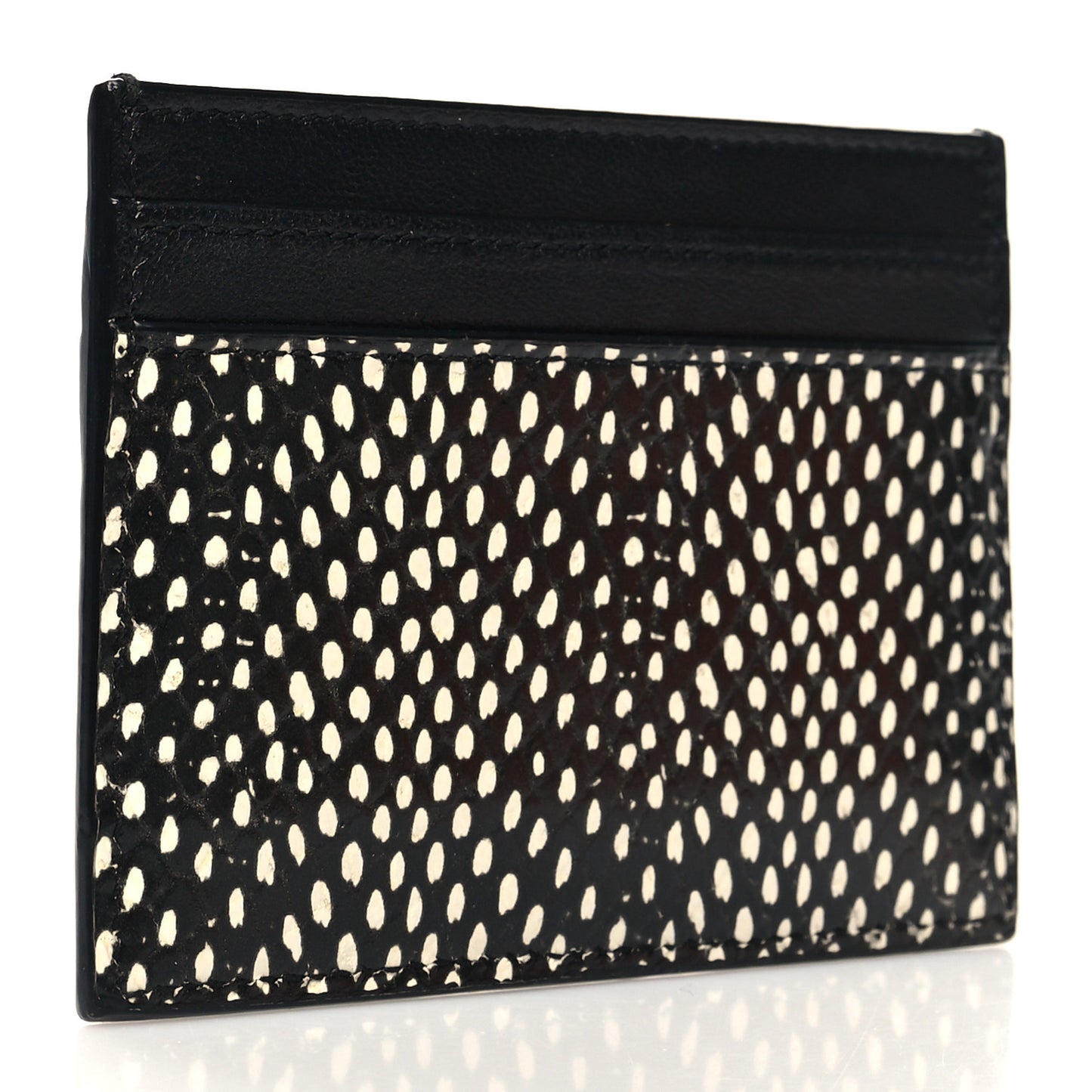 Calfskin Lambskin Snakeskin Embossed Monogram Credit Card Case Black White