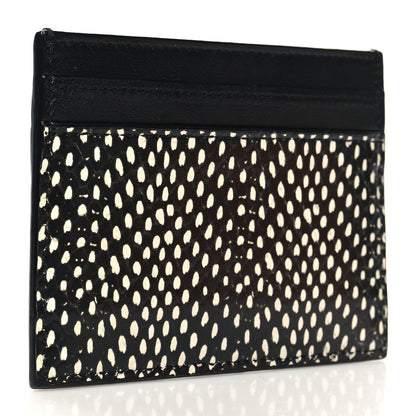Saint Laurent Calfskin Lambskin Snakeskin Embossed Monogram Credit Card Case Black White 3 of 9