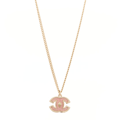 Chanel Metal Resin CC Turnlock Necklace Pink Gold 1 of 5