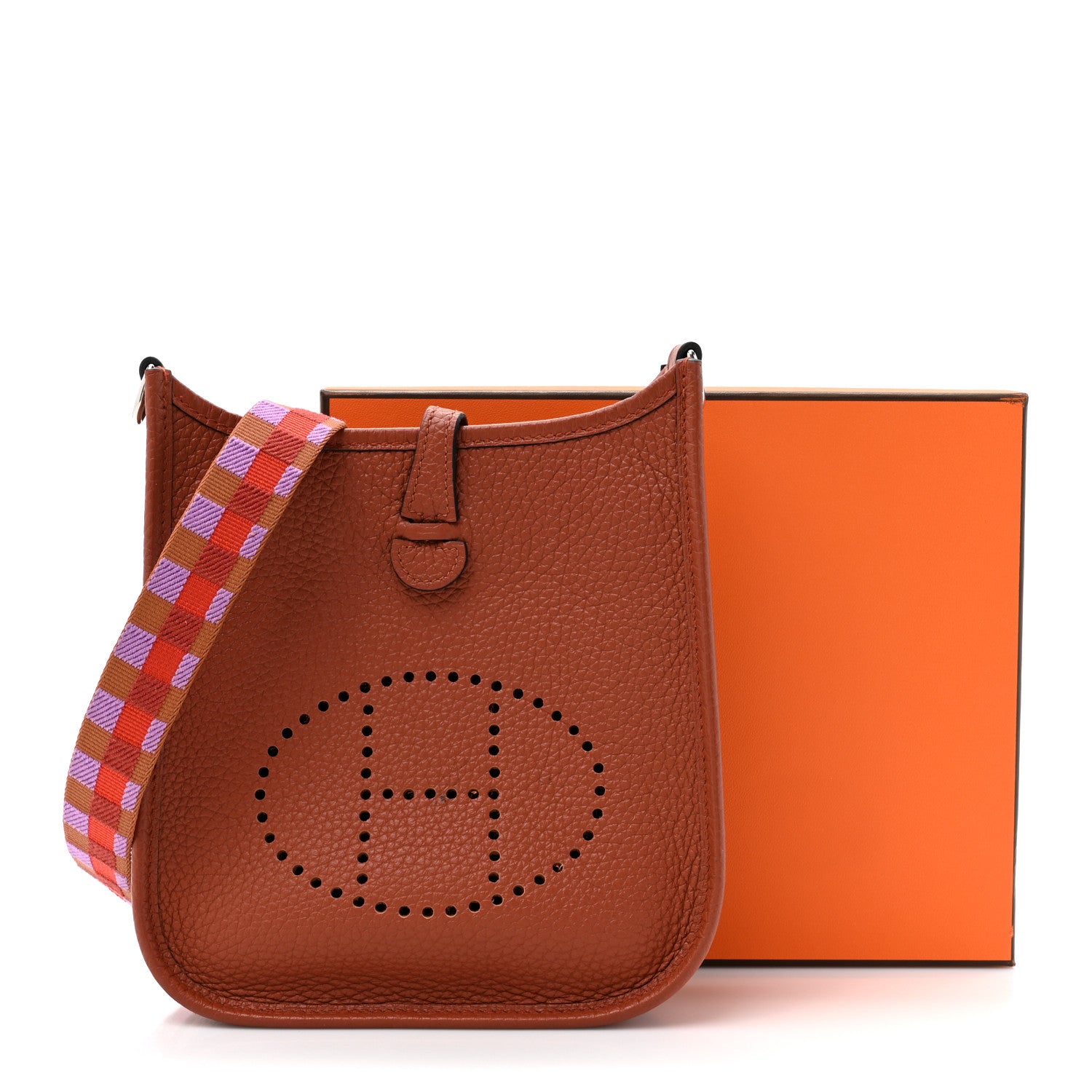 Hermes Taurillon Clemence Maxi Quadrille Evelyne TPM Cuivre Capucine Parme Rouge Duchess 13 of 13