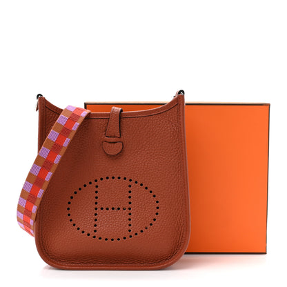 Hermes Taurillon Clemence Maxi Quadrille Evelyne TPM Cuivre Capucine Parme Rouge Duchess 13 of 13