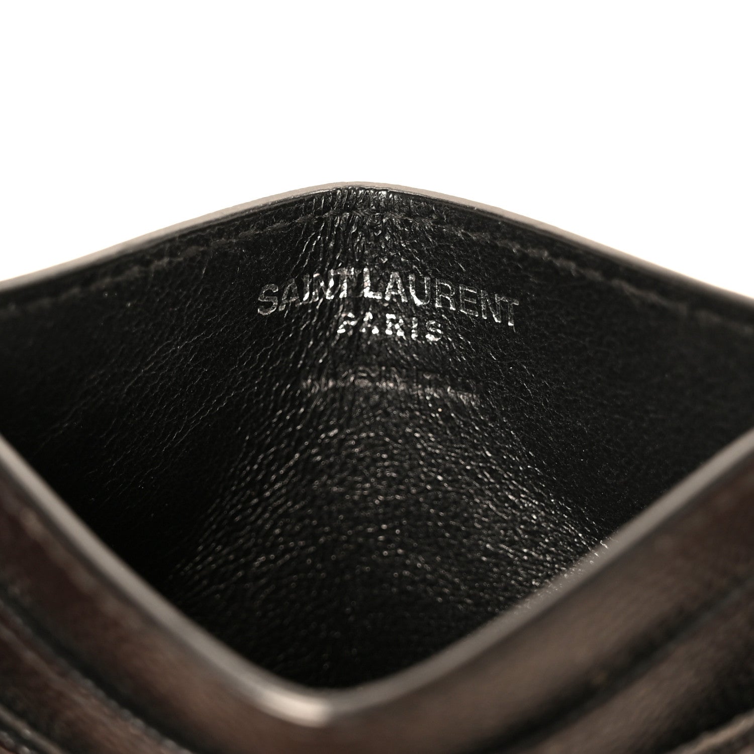 Saint Laurent Grain De Poudre Matelasse Chevron Monogram Credit Card Case Black 6 of 10