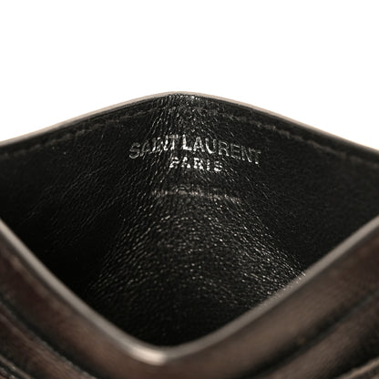 Saint Laurent Grain De Poudre Matelasse Chevron Monogram Credit Card Case Black 6 of 10