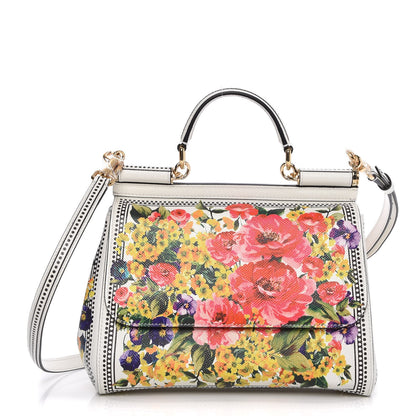 Dolce & Gabbana Dauphine Floral Print Medium Miss Sicily Satchel White 1 of 10
