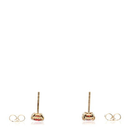 David Yurman 18K Yellow Gold Diamond Garnet 5mm Chatelaine Pave Bezel Stud Earrings 3 of 4