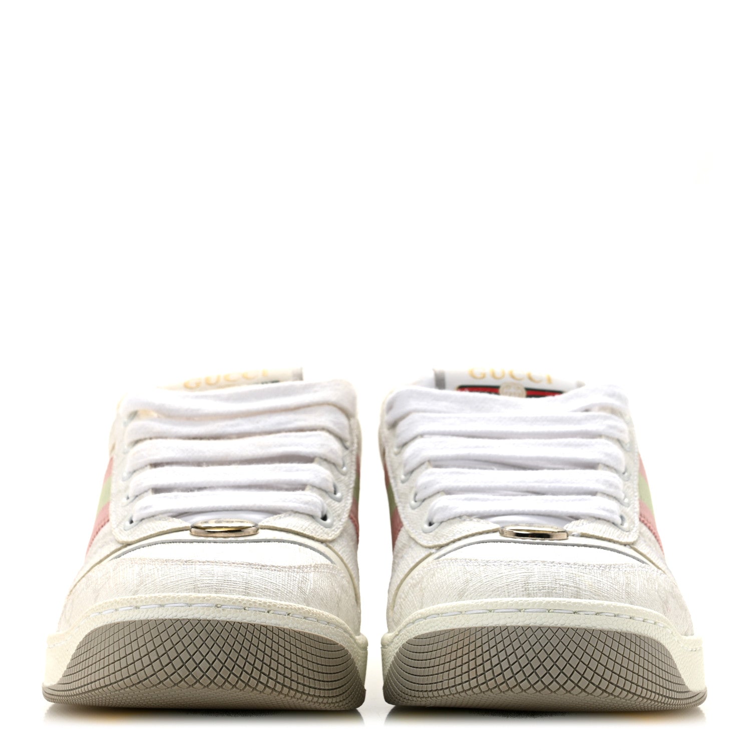 Gucci GG Monogram Web Screener Sneakers 35.5 White Grey Pink 3 of 10