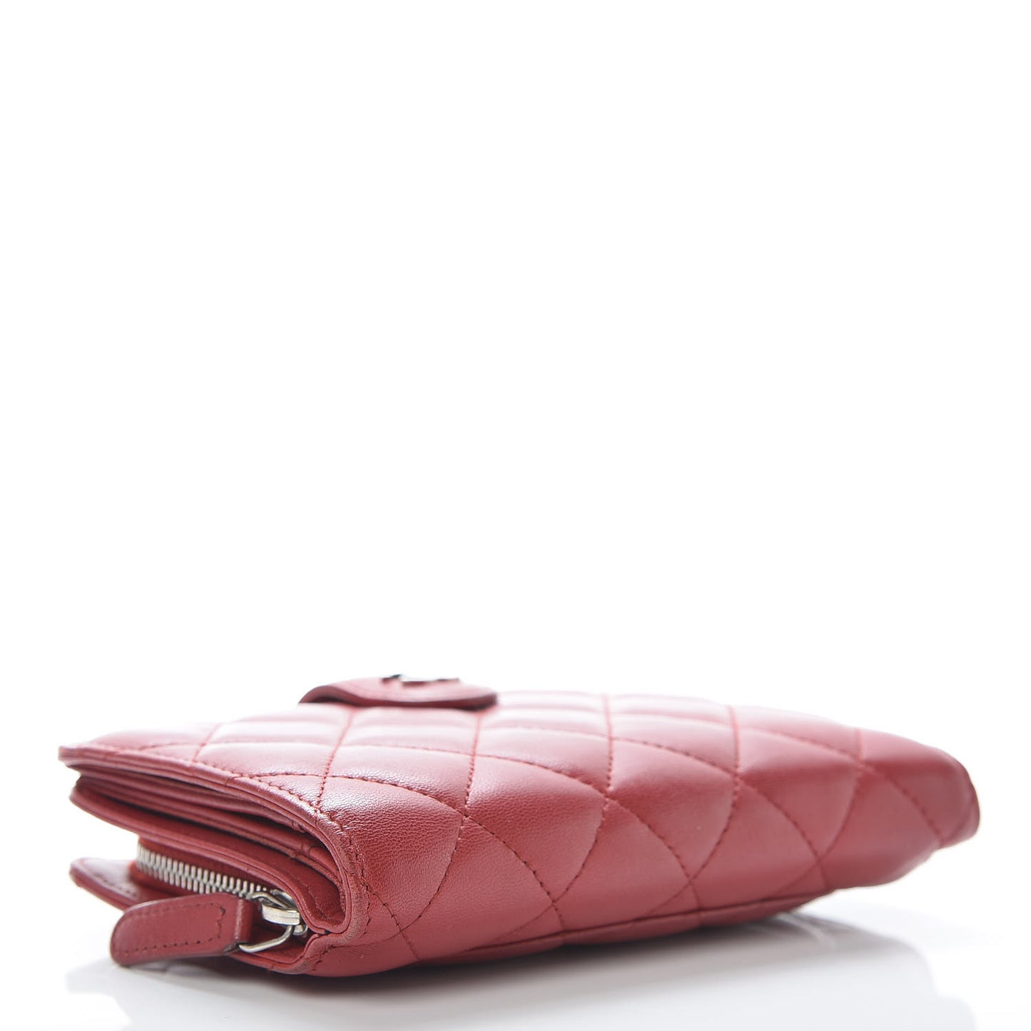 Lambskin Quilted Zipped Pocket Wallet Red