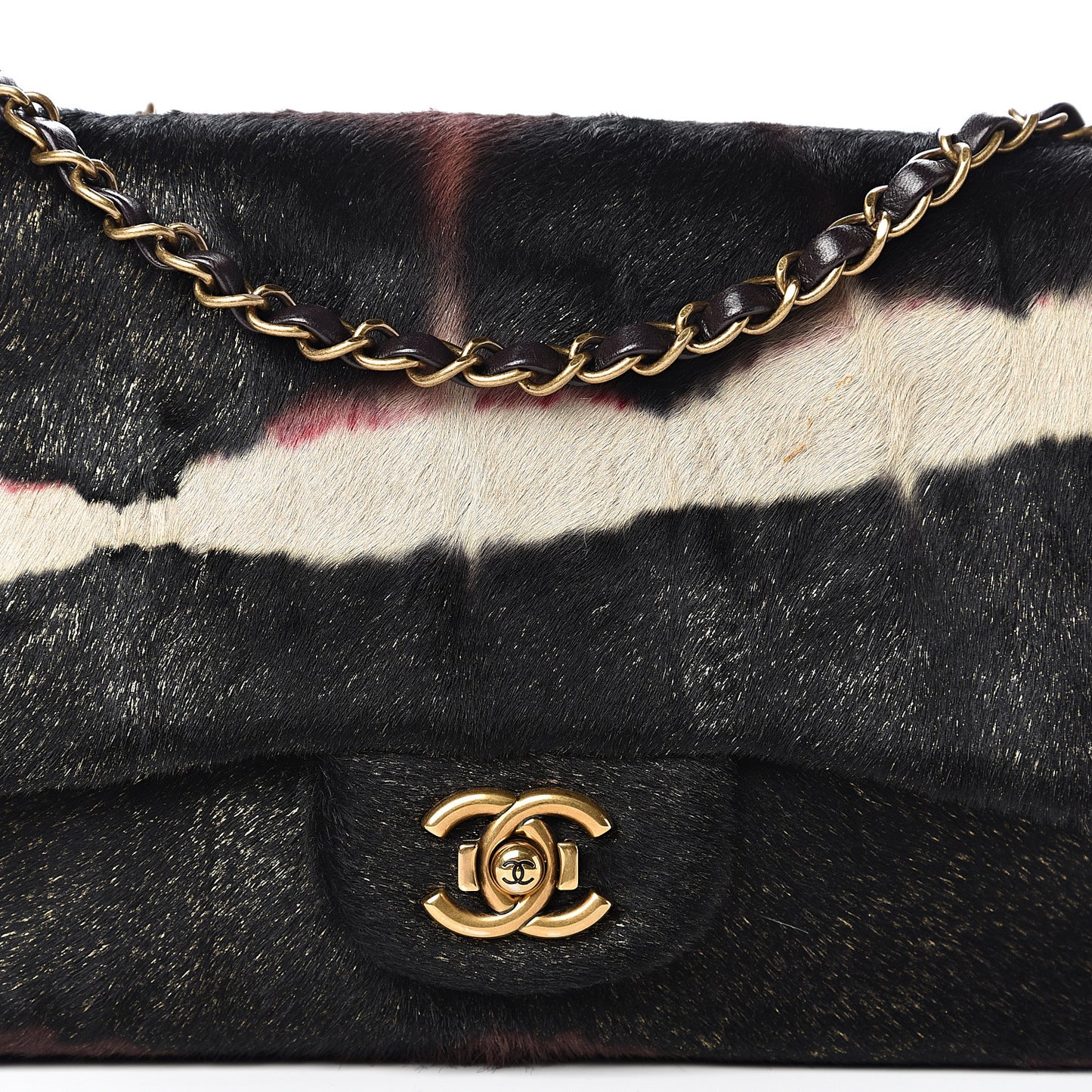 Pony Hair Lambskin Medium Paris Dallas Single Flap Gold
