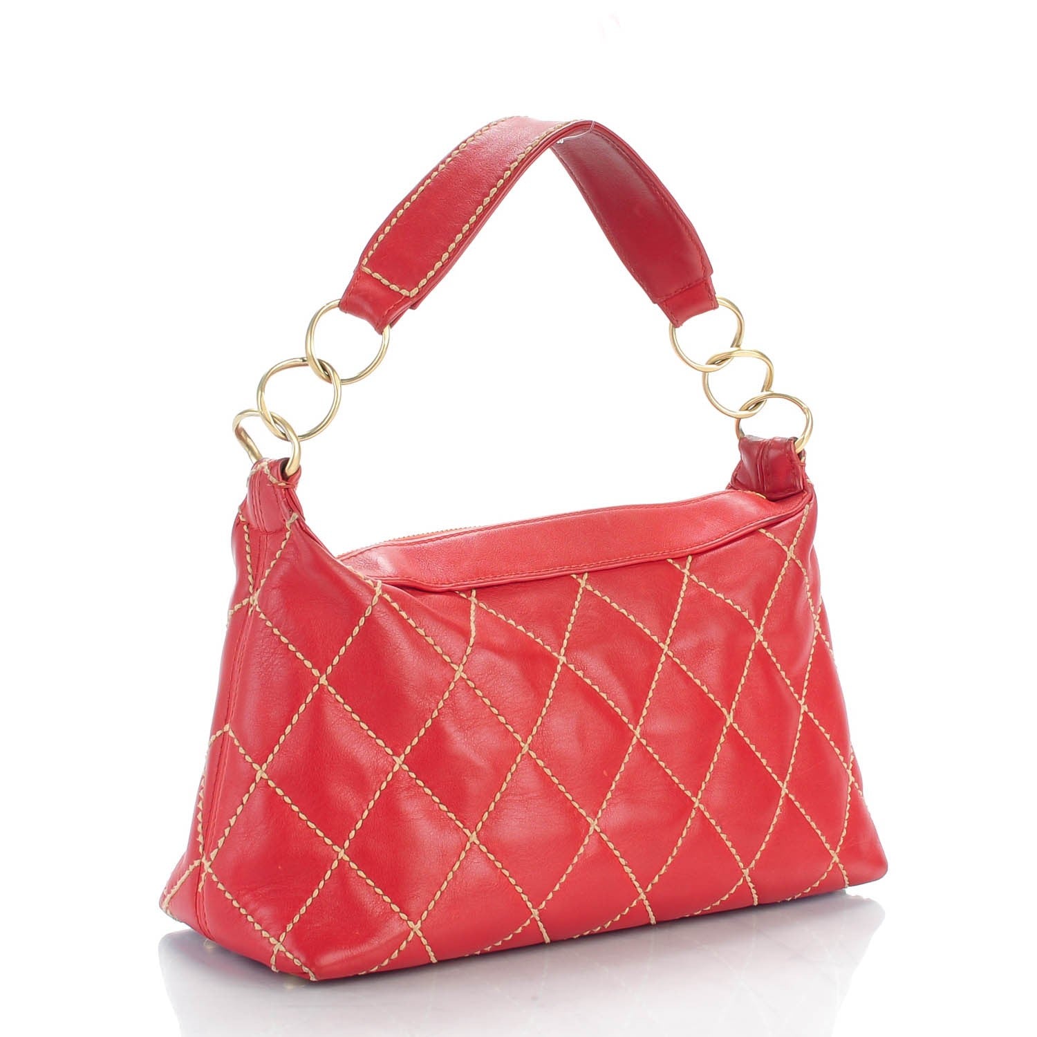 Chanel Calfskin Quilted Surpique Hobo Red 3 of 9
