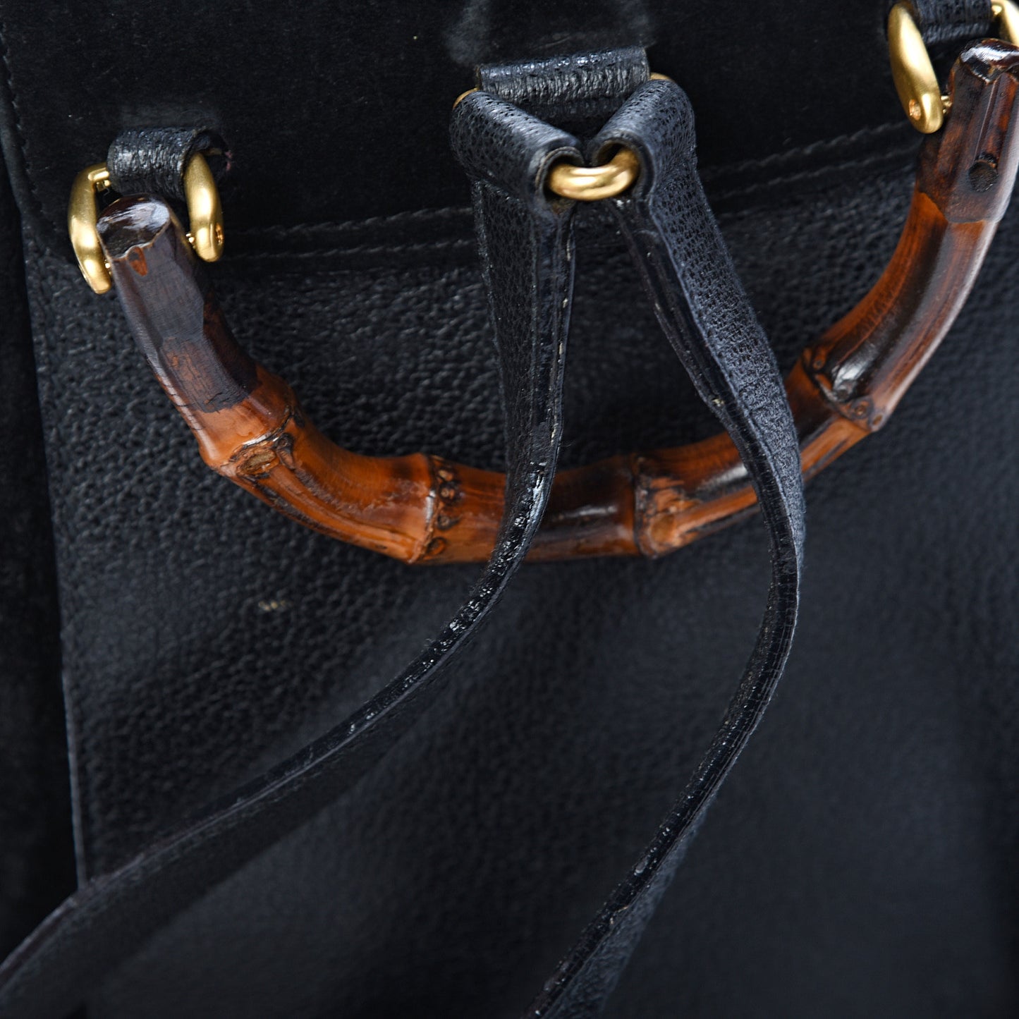 Calfskin Suede Bamboo Backpack Black