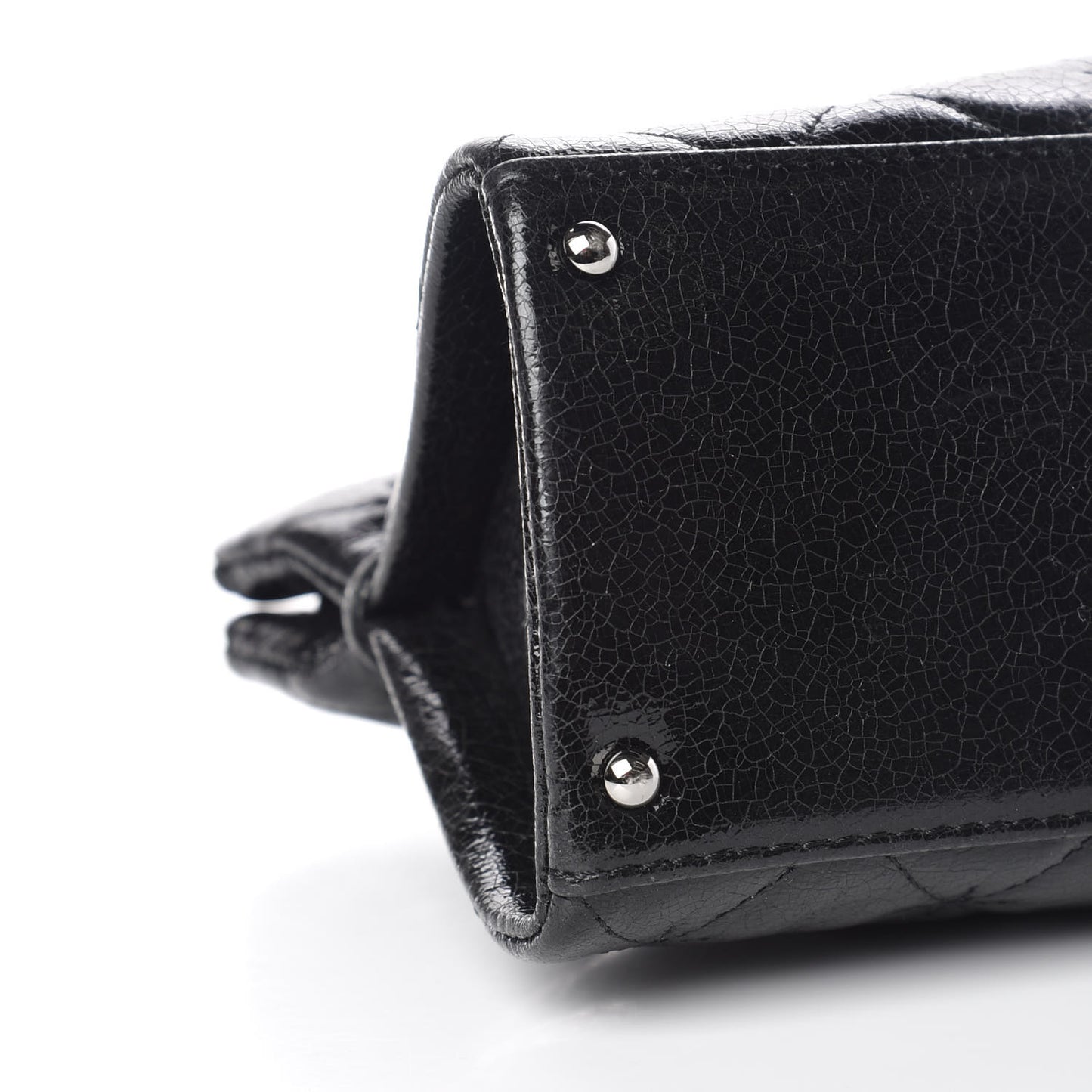 Glazed Crackled Calfskin Small Reissue Tote Black