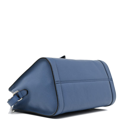 Alexander McQueen Pebbled Calfskin Small Skull Padlock Zip Around Tote Blue 4 of 9