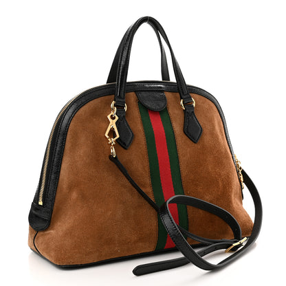 Gucci Suede Patent Web Medium Ophidia Top Handle Dome Bag Nocciola Black 3 of 11