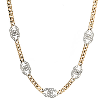 Chanel Crystal Chain CC Link Choker Gold Silver 1 of 5