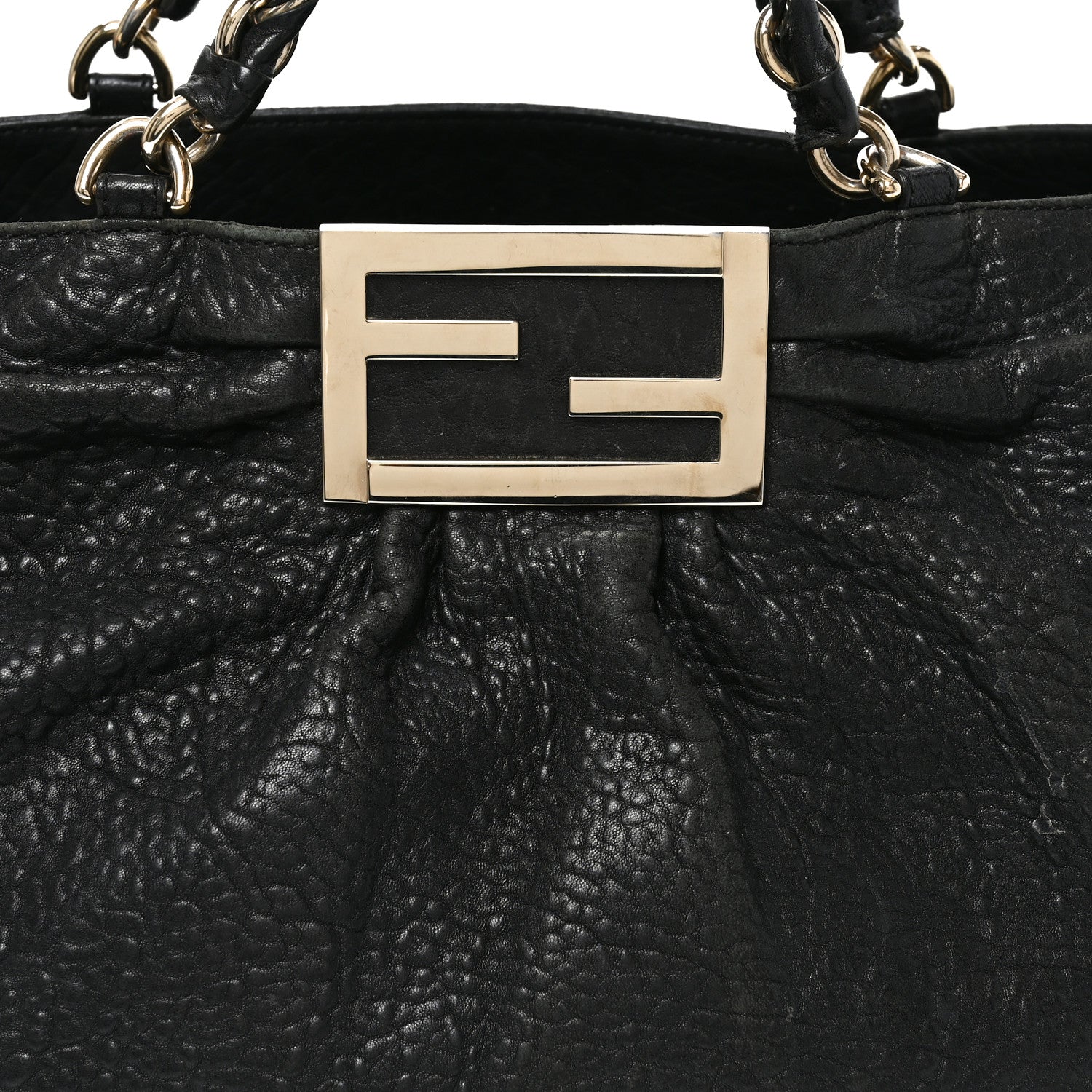 Fendi Crinkled Lambskin Mia Tote Black 8 of 10