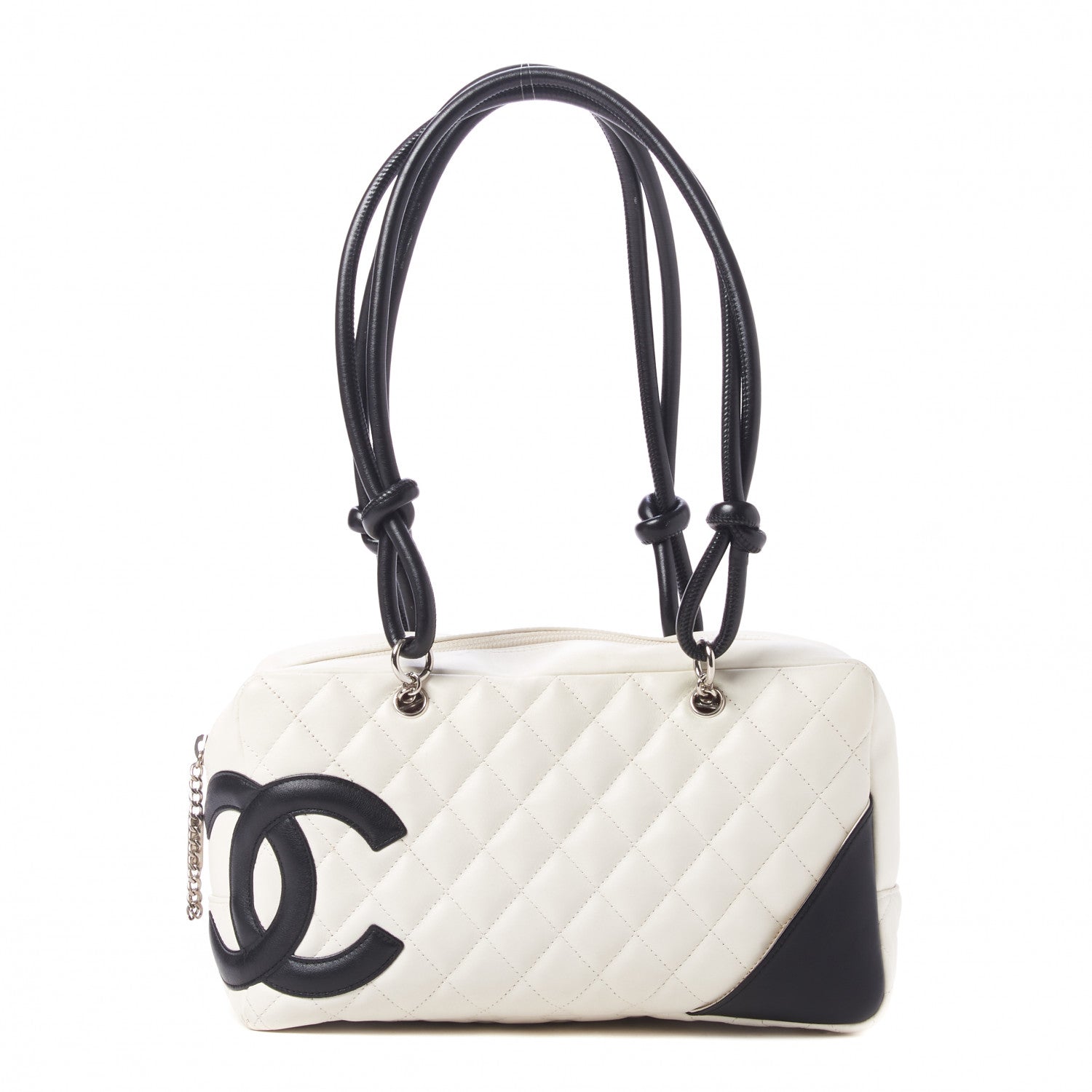 Chanel Calfskin Quilted Large Cambon Bowler White Black 1 of 9