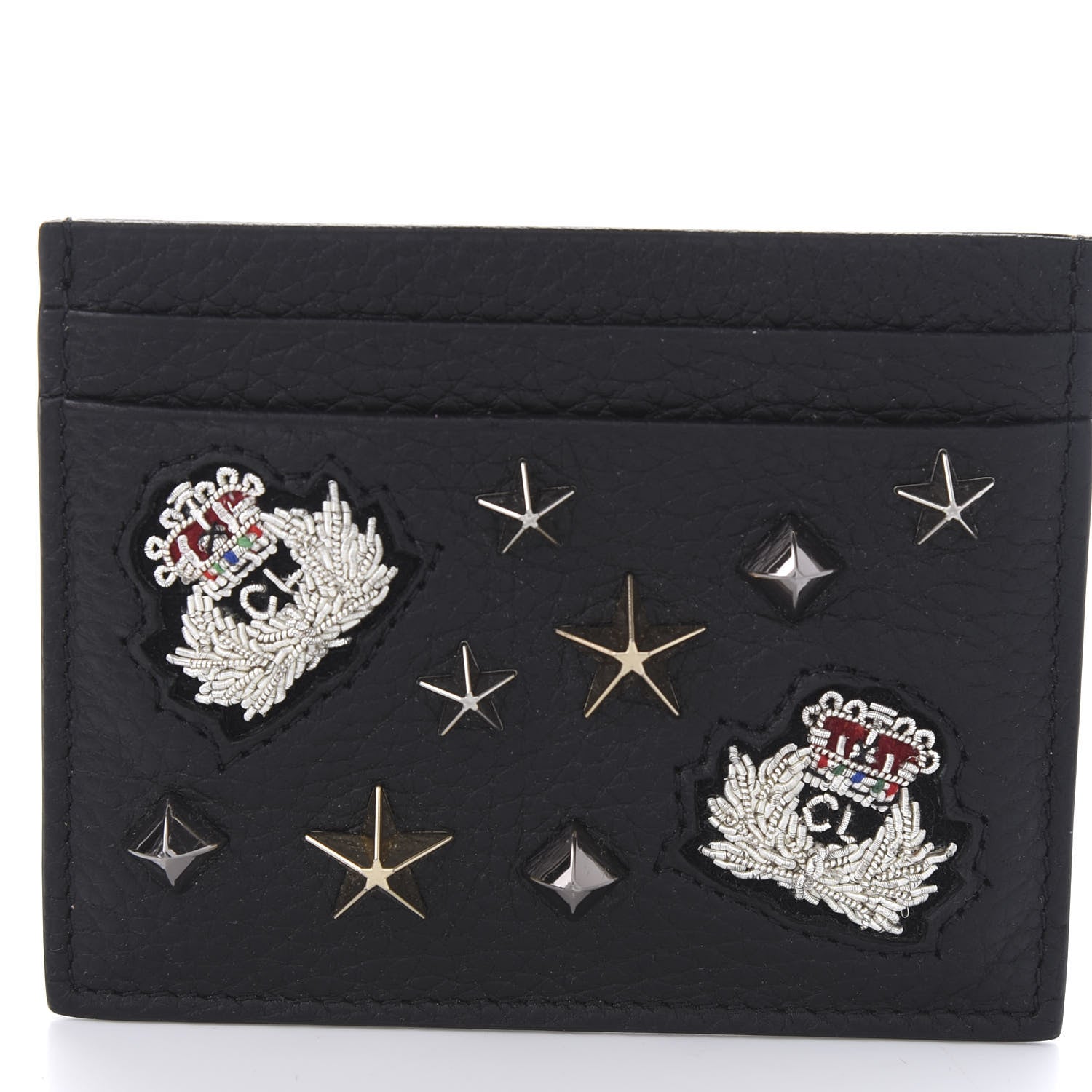 Christian Louboutin Grained Calfskin Kios Star Studded Card Holder Black 6 of 9