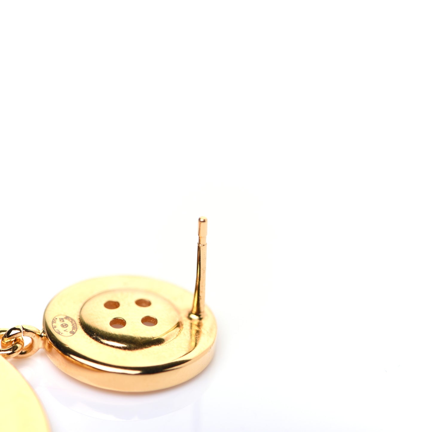 Metal Large Paris Button Earrings Gold