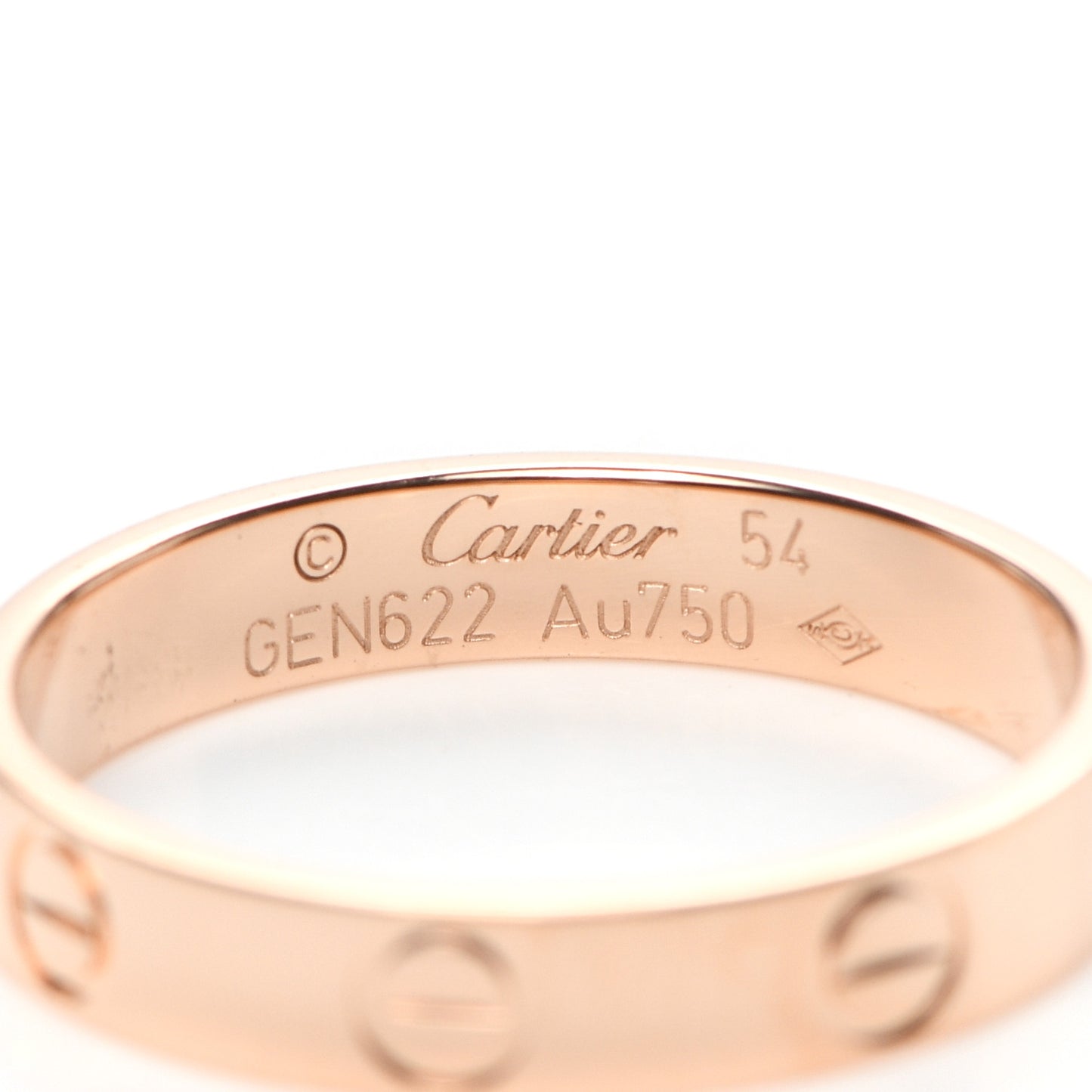 18K Pink Gold 3.5mm LOVE Wedding Band Ring 54 7
