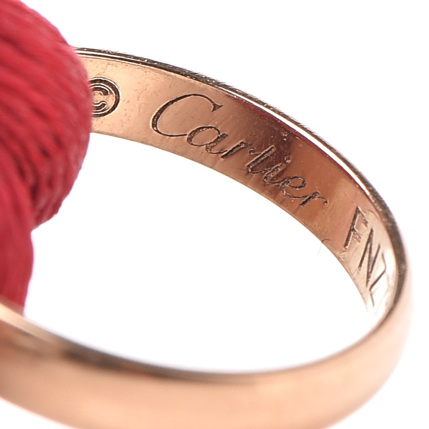 18K Pink Yellow White Gold Trinity Cord Bracelet Red