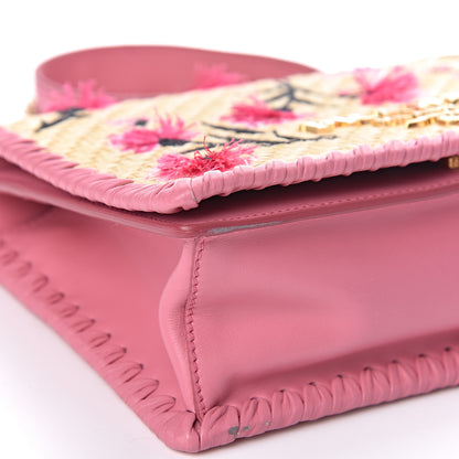 Prada Straw Floral Embroidered Shoulder Bag Naturale Begonia 8 of 10