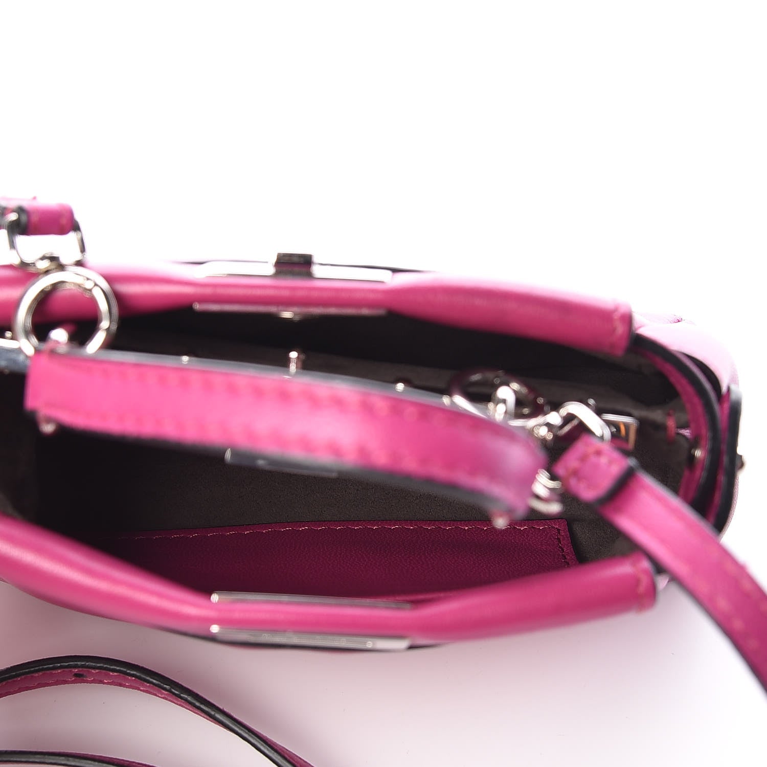 Fendi Nappa Micro Peekaboo Iconic Satchel Magenta 5 of 9