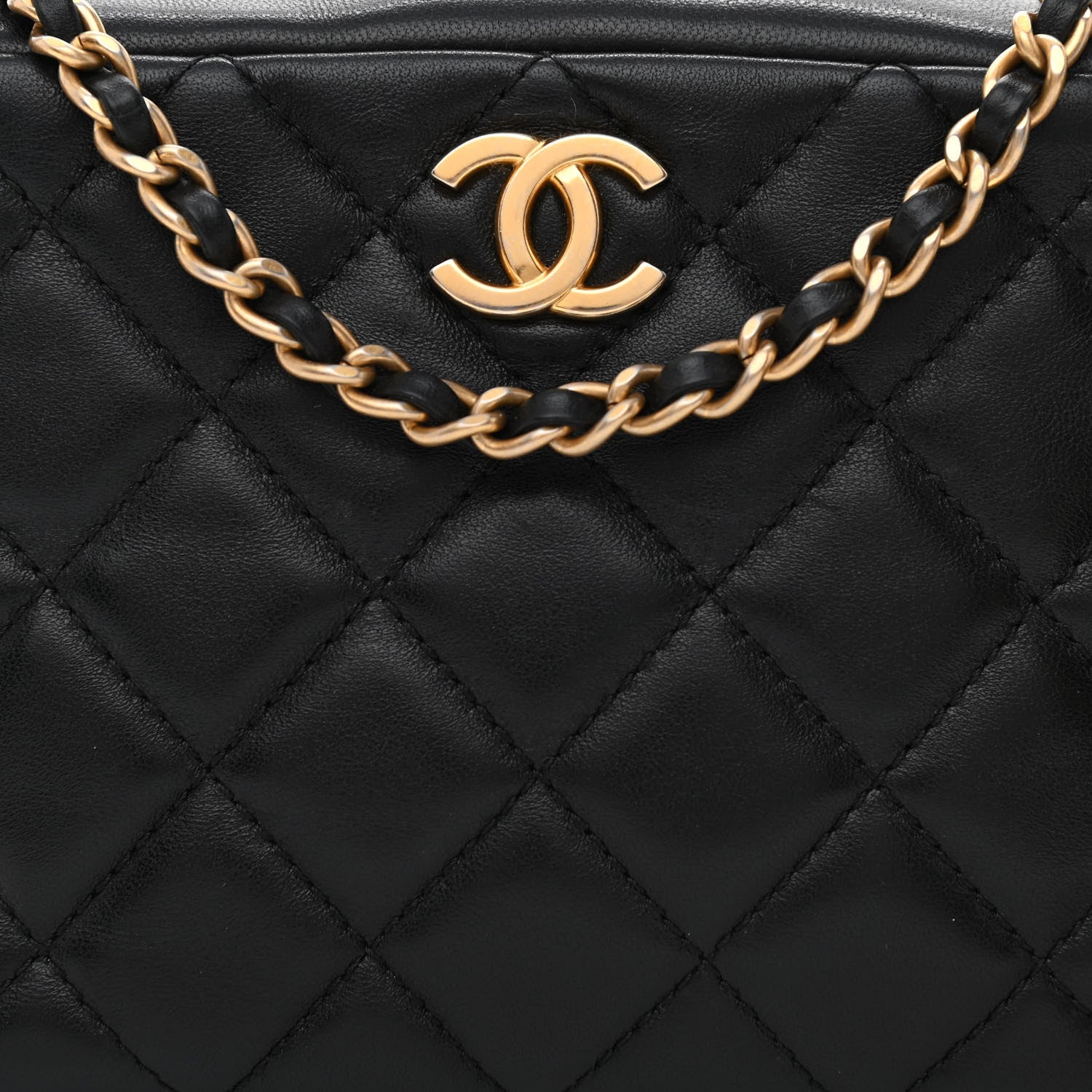 Chanel Lambskin Quilted CC Pearl Crush Camera Case Black 8 of 11