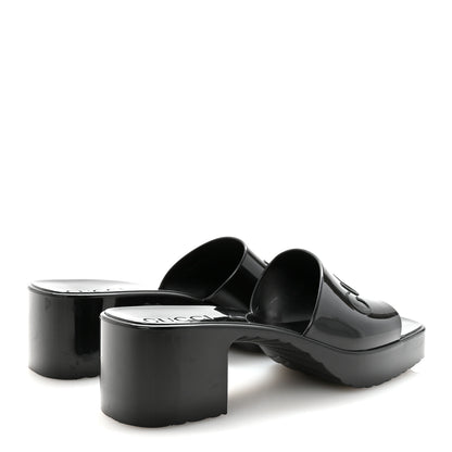 Gucci Rubber Gucci Logo Womens Platform 20/60mm Slide Sandals 37 Black 5 of 9
