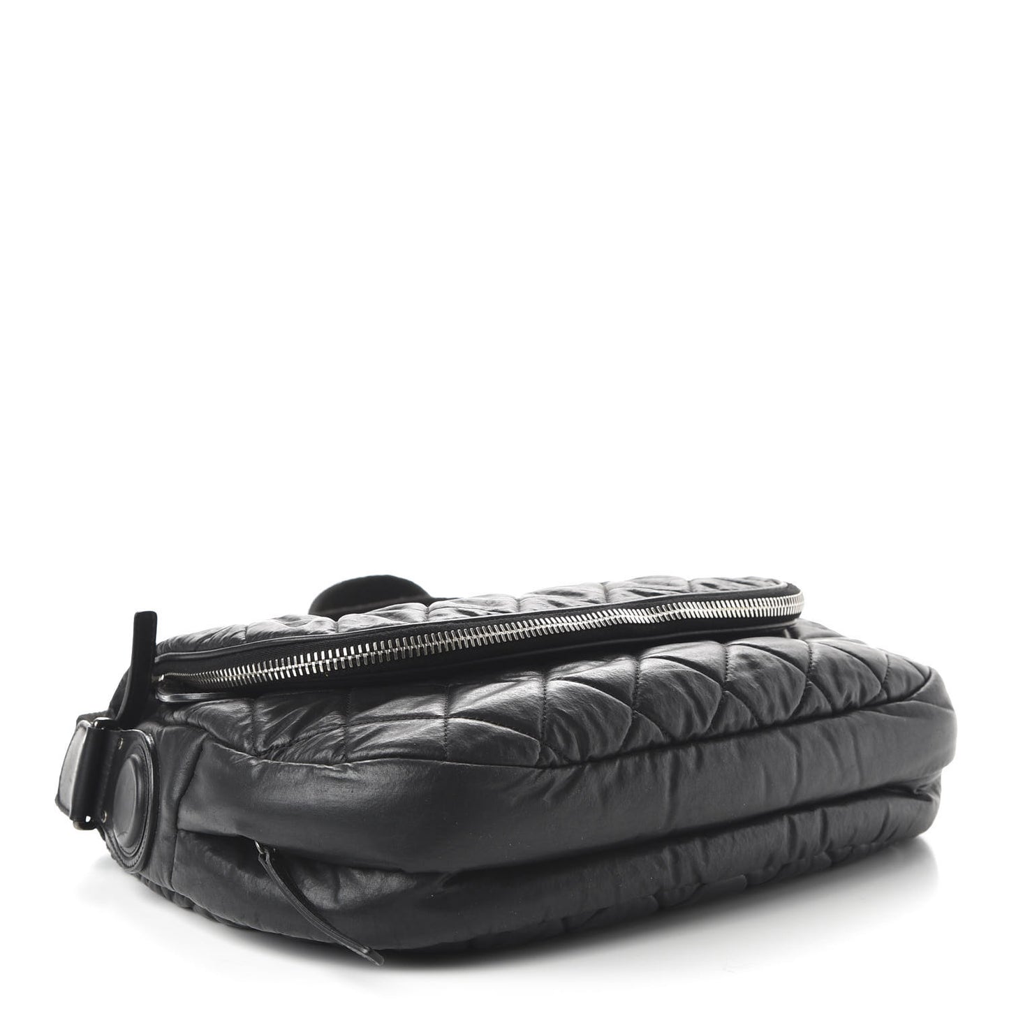 Coated Canvas Quilted Expandable Messenger Black