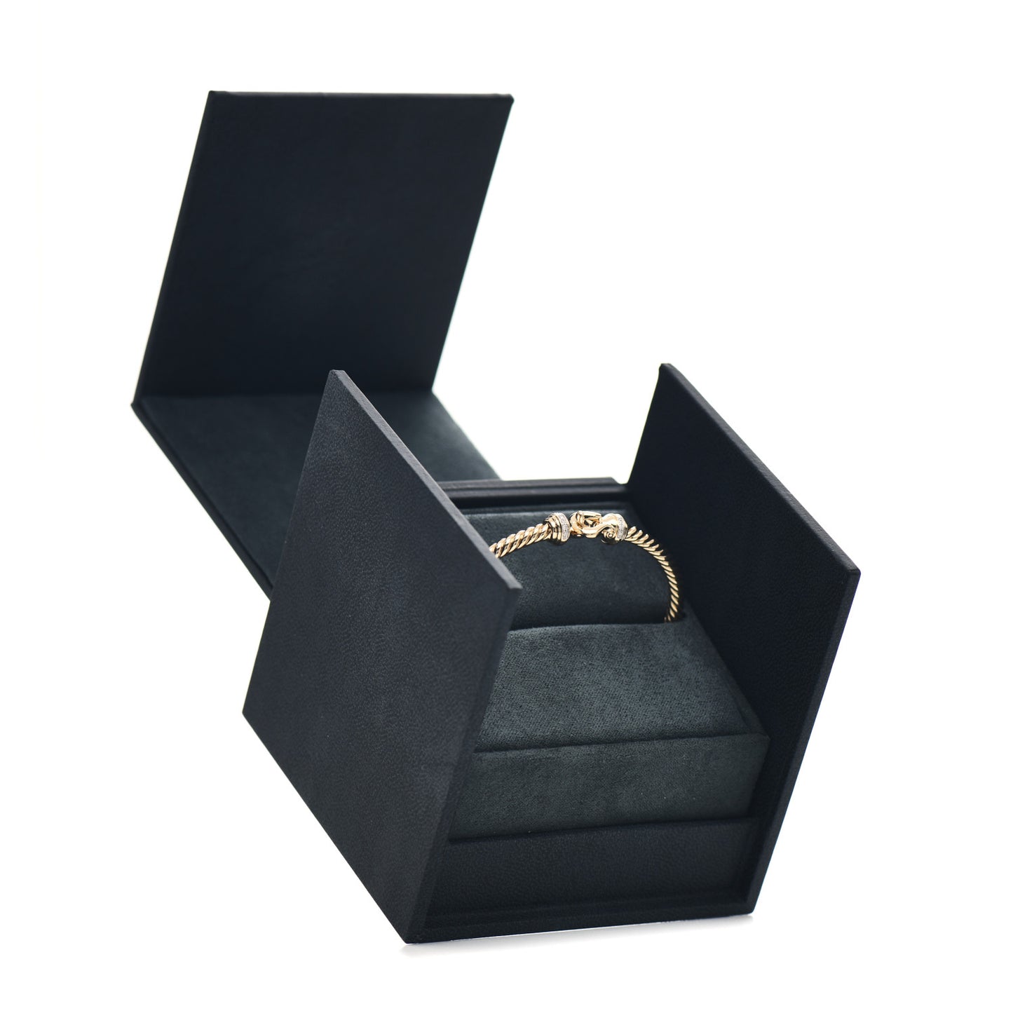 18K Yellow Gold Diamond 3.5mm Cable Buckle Bracelet