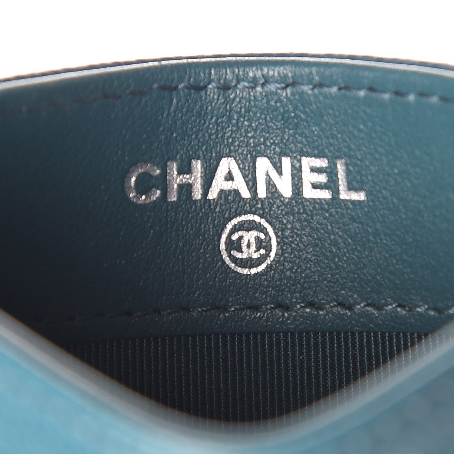 Chanel Caviar Quilted Card Holder Dark Turquoise 6 of 9