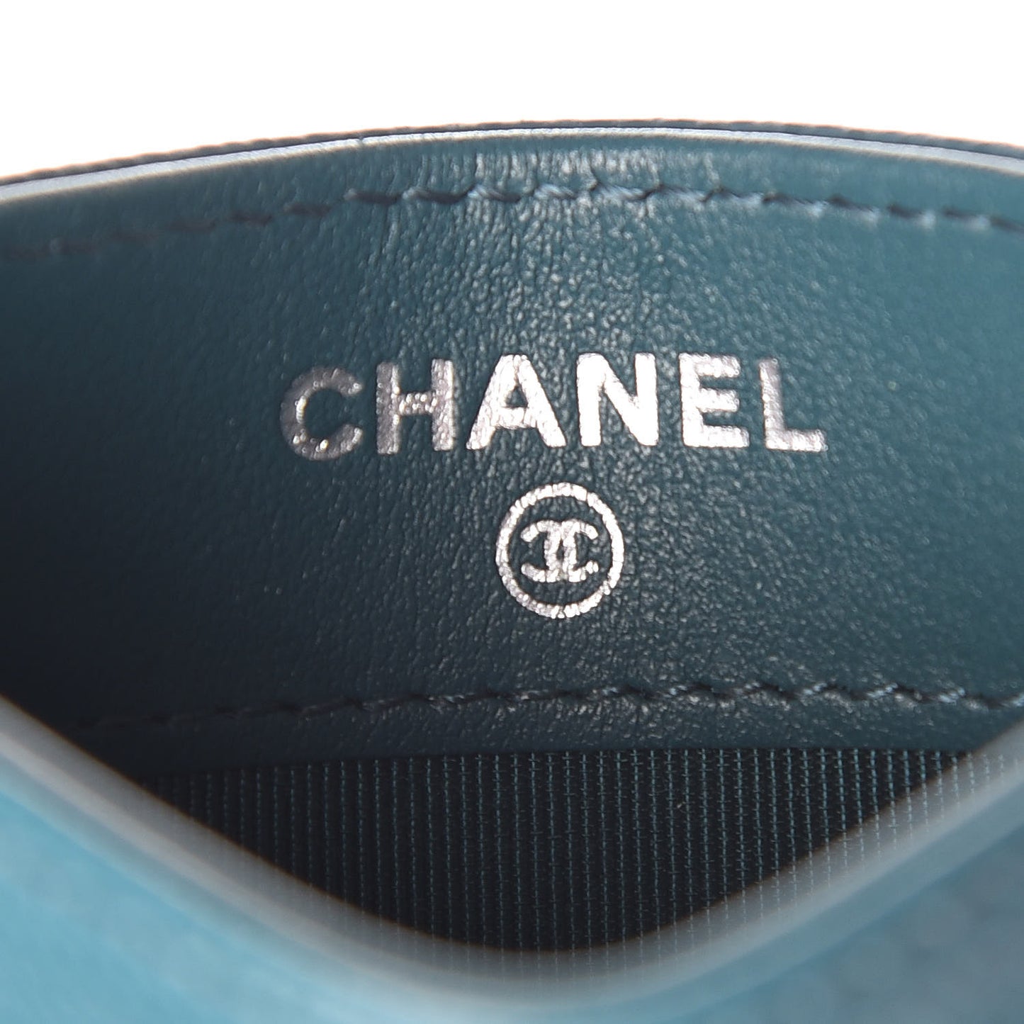 Caviar Quilted Card Holder Dark Turquoise