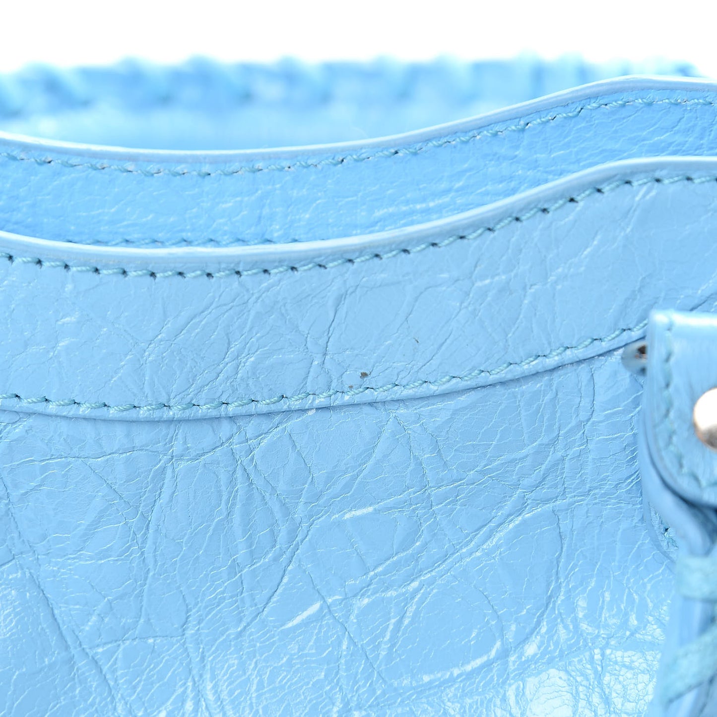 Agneau Classic Silver Hardware Mini City Logo Strap Baby Blue Black