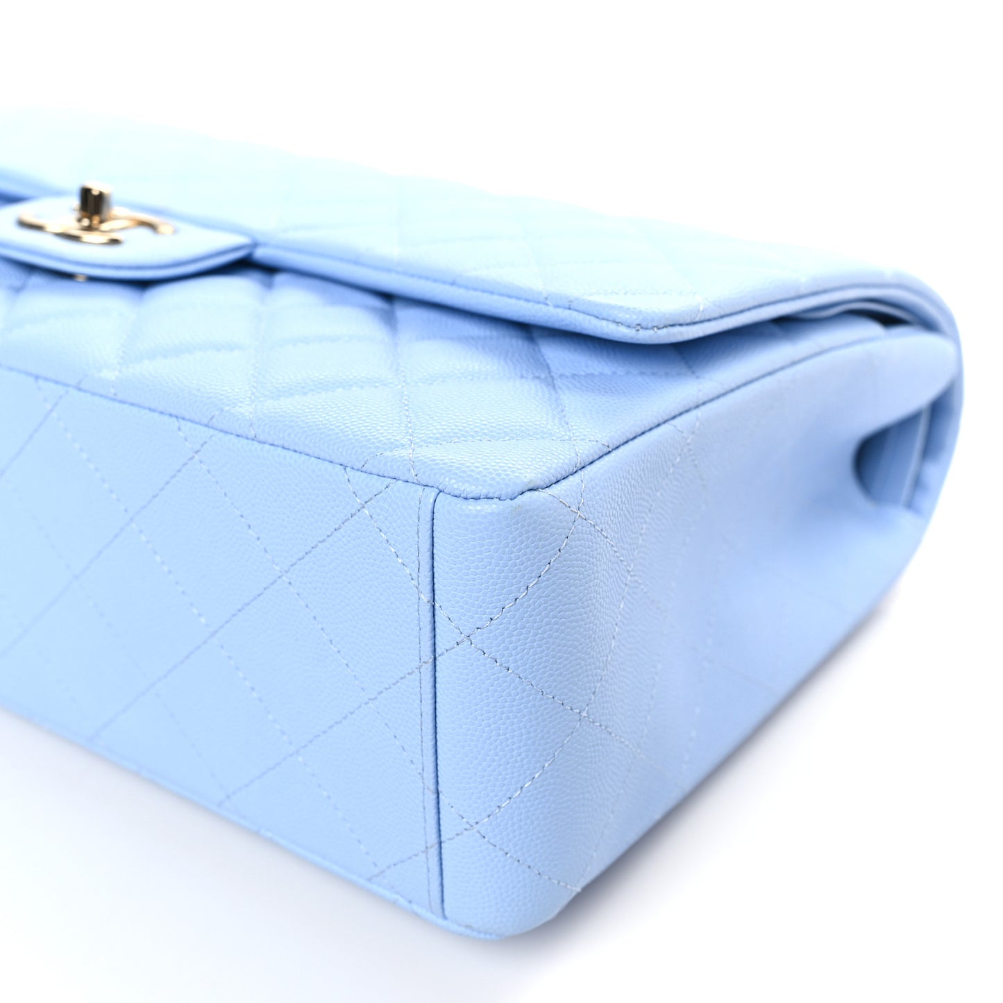 Caviar Quilted Maxi Double Flap Light Blue