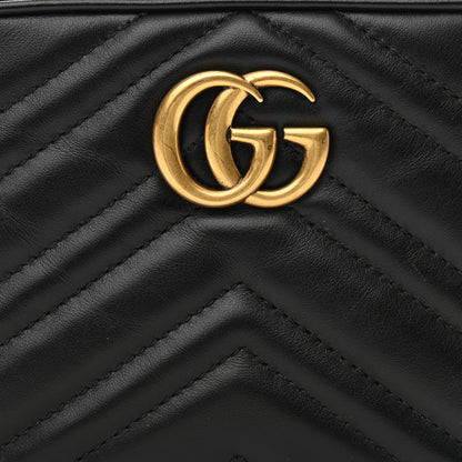 Gucci Calfskin Matelasse Mini GG Marmont Chain Shoulder Bag Black 8 of 11