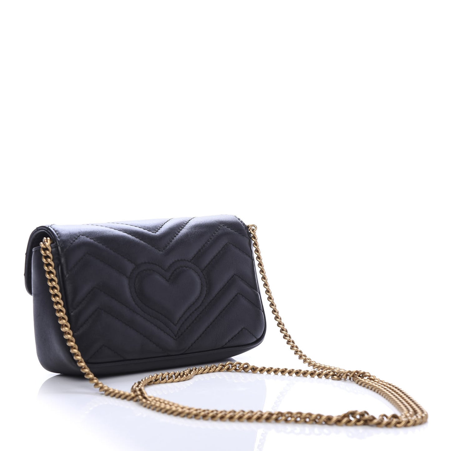 Calfskin Matelasse Super Mini GG Marmont Shoulder Bag Black